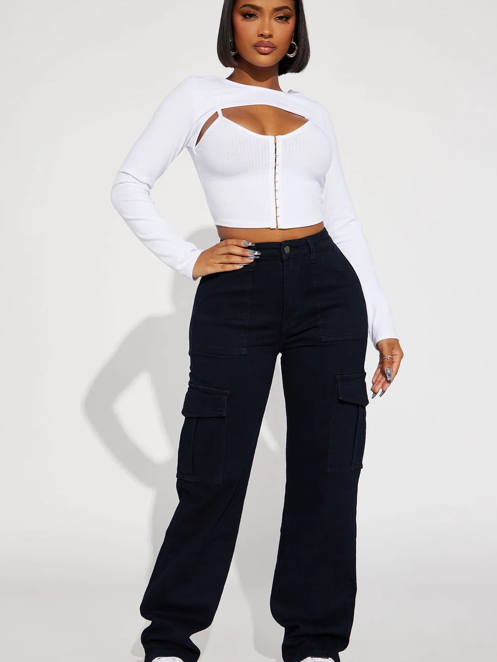 Fashion Nova on repeat stretch cargo jeans